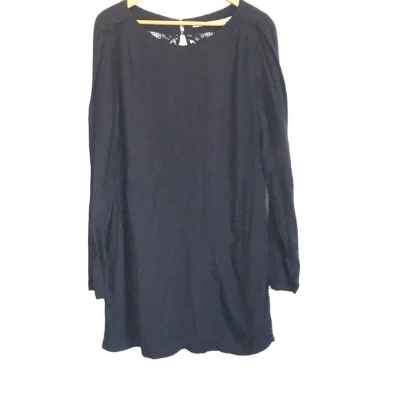 Twelfth street by Cynthia Vincent back lace crochet long sleeve shift dress L - Picture 1 of 11